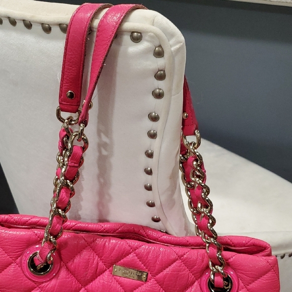 Kate Spade Pink Quilted Barbiecore Shoulder Bag with Gold Chain - Picture 13 of 16
